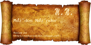 Mádos Nándor névjegykártya